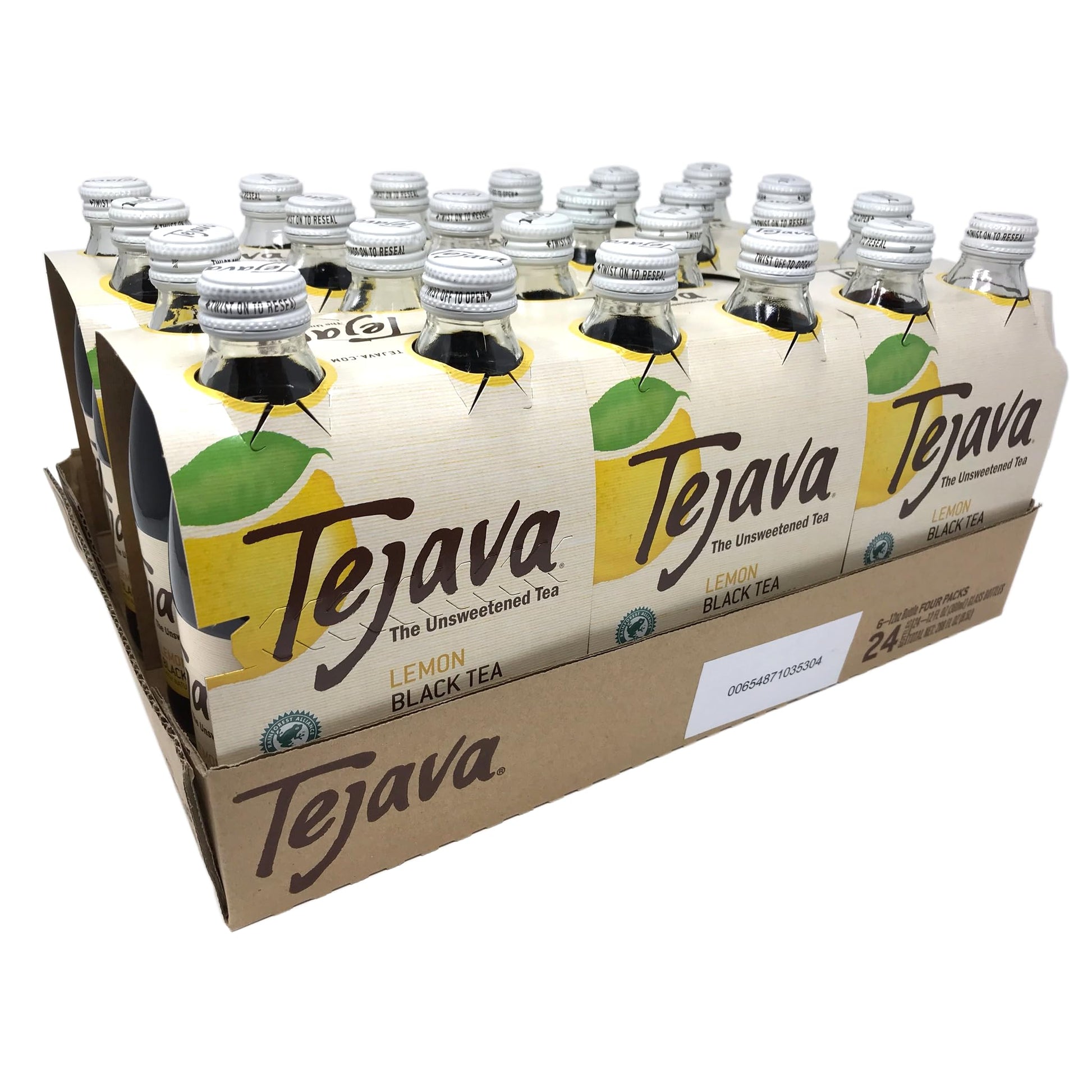 Tejava Lemon Black Iced Tea, 24 Pack, 12Oz Glass Bottles, Unsweetened, Non-Gmo, Kosher, No Sugar Or Sweeteners, No Calories, No Preservatives, Brewed In Small Batches