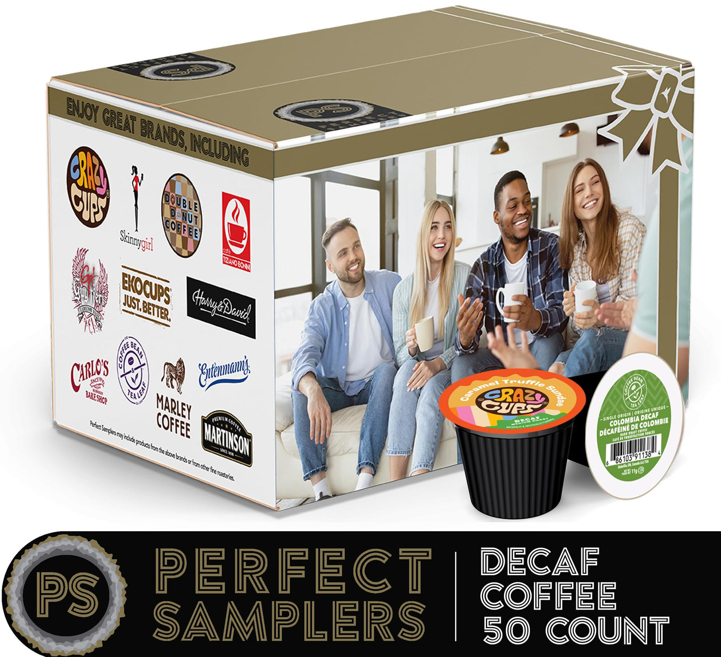 Crazy Cups Decaf Coffee Pods Variety Pack - Flavored & Unflavored Assorted Sampler  50 Count  Compatible with Keurig K-Cup malt-inspired