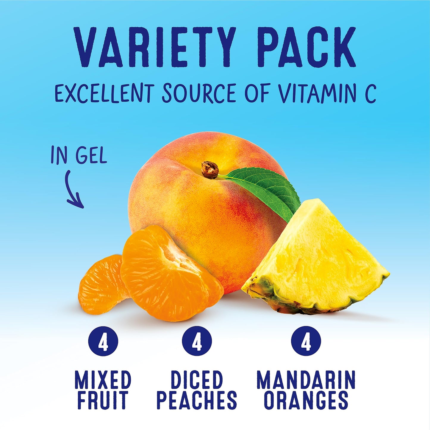Dole Fruit Bowls In Gel Variety Pack Snacks, Peaches, Mixed Fruit, Mandarin Oranges, 4Oz 12 Total Cups, Gluten & Dairy Free, Bul