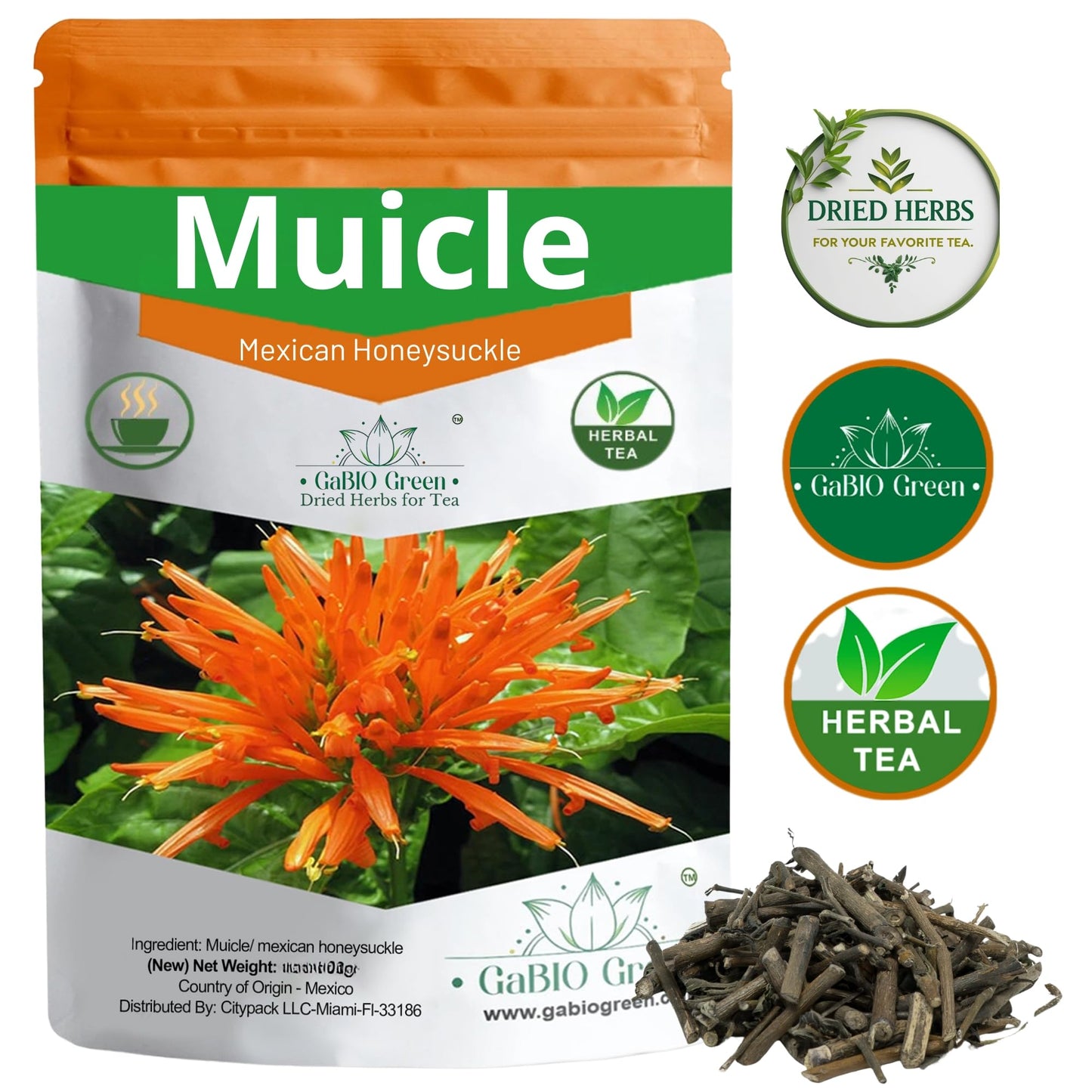 Gabio Green Muicle Mexican Honeysuckle Tea, 2 oz - 100% Natural Herbal Infusion for Wellness