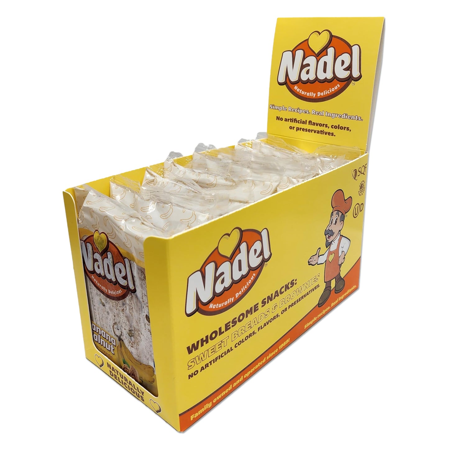 Nadel - Naturally Delicious Banana Nut bread, 24 Pack, Fresh Bananas, Crunchy Walnuts, Lunch snack breakfast bars Natural fresh