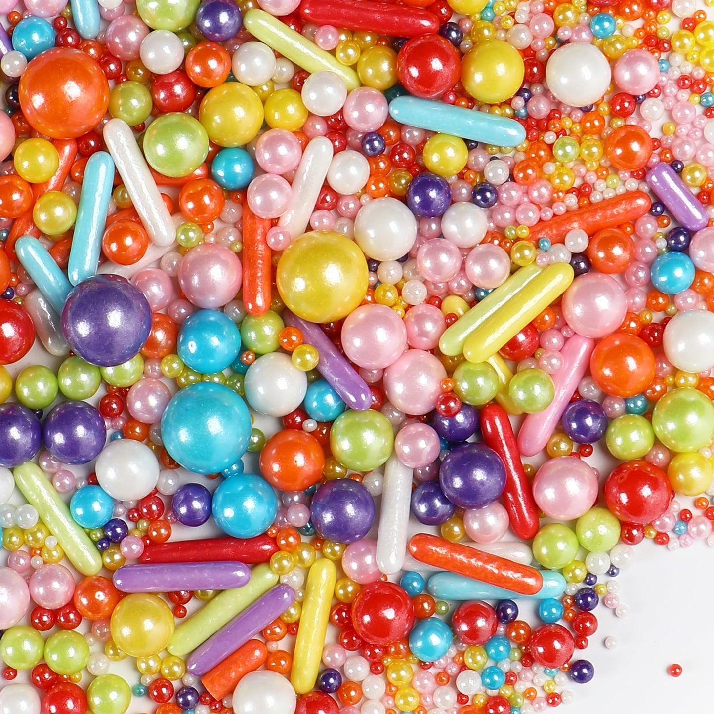 Rainbow Sprinkles for Cake Decorating, 4.6Oz Rianbow Rod and Pearl Sprinkles Mix for Baking, Cupcake, Cookie, Ice Cream, Donuts 