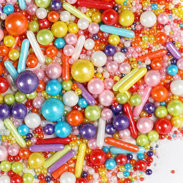 Rainbow Sprinkles for Cake Decorating, 4.6Oz Rianbow Rod and Pearl Sprinkles Mix for Baking, Cupcake, Cookie, Ice Cream, Donuts 