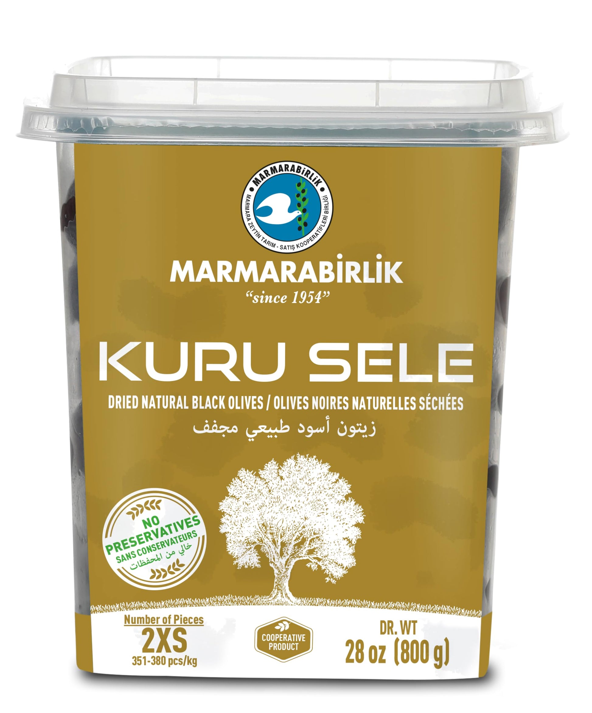 Marmarabirlik Black Olives, Turkish Dry Cured Black Olives, Hand-Picked, Healthy Snacks, Savory Mediterranean Taste, Great for S