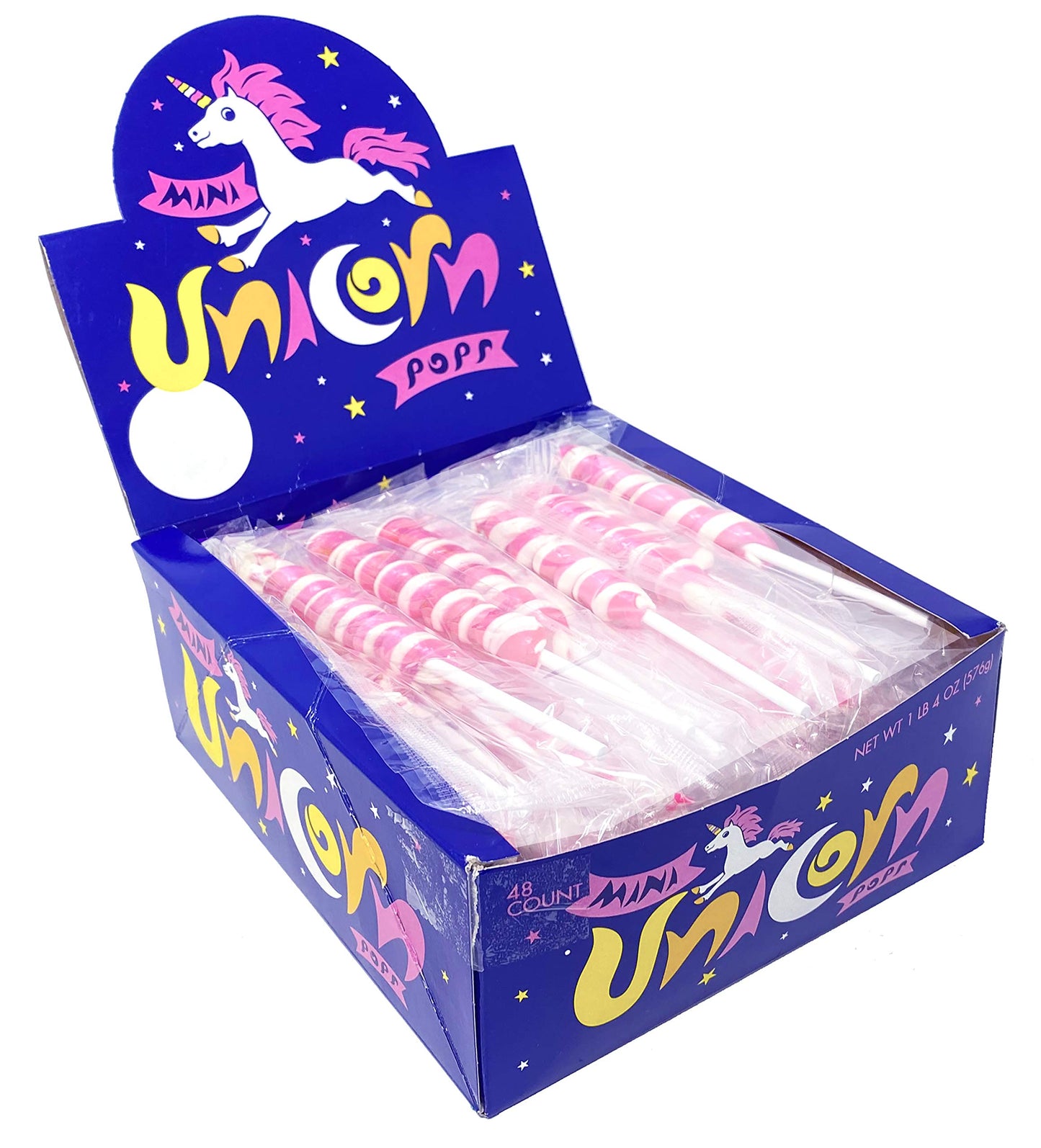 Adams & Brooks Unicorn Pops - 48 Count Individually Wrapped Lollipops, Bubblegum Flavor, Pink
