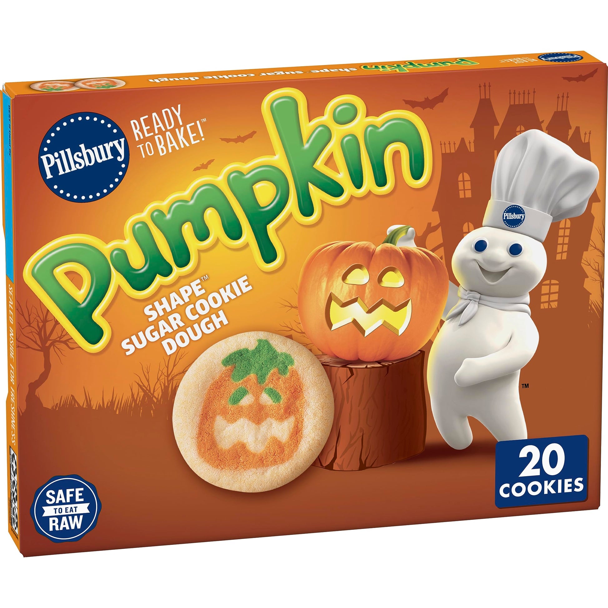 Pillsbury Ready to Bake Pumpkin Shape Sugar Cookie Dough, 9.1 oz