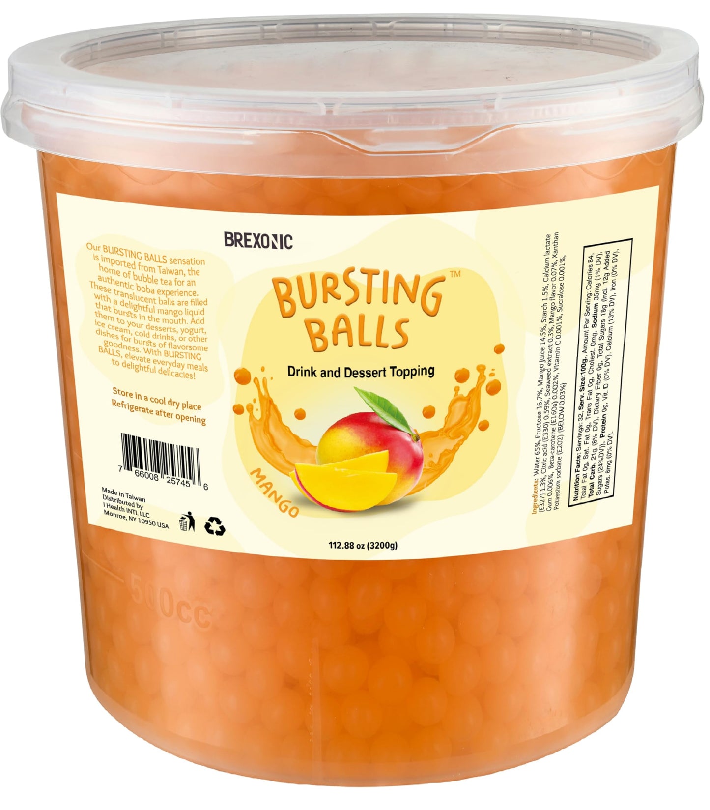 BREXONIC Mango Boba Pearls - Bursting Boba for Bubble Tea, 7 LB Pack