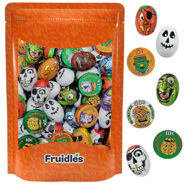 Fruidles Halloween Tricky Treat Master Bag, Trick-Or-Treat Party Bag Fillers, Individually Wrapped In Design Foils, Kosher Certified (2 Pounds) - Multicolor