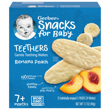 Gerber Teethers, Banana Peach, 1.7 Oz, 12 Count Box