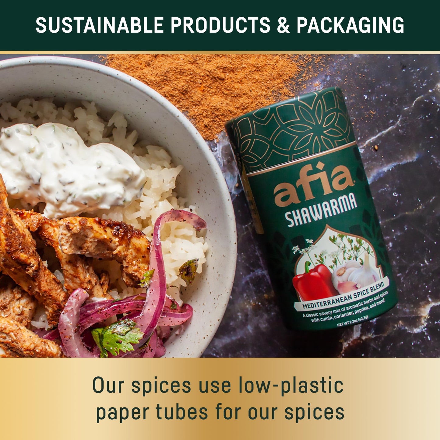 Afia Shawarma Seasoning | Mediterranean Spice Blend For Shawarma, Garlic Sauce (Toum), Flatbreads, Kebab, Kofta & Grilled Meat |