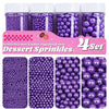 Purple Pearl Sprinkles for Cake Decorating, 11.3 Oz Edible Pearls Sugar Large Capacity 4 Jars Set for Baking Cookie Ice Cream Cu