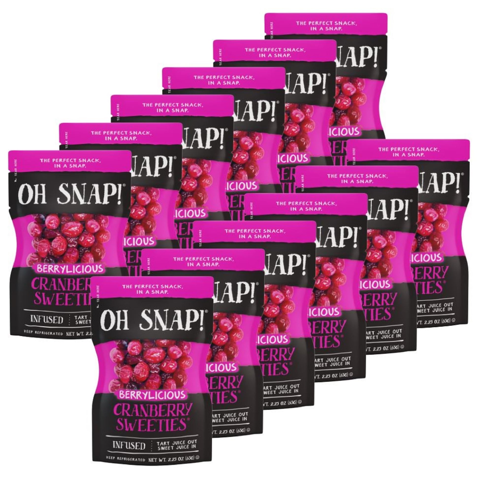 OH SNAP! Cranberry Sweeties (12 Pack) - Cranberries Infused With a Blend of Fruit Juices - Ready To Eat Infused Cranberry Snacks
