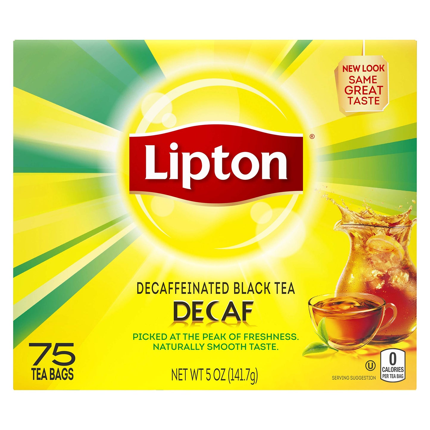 Lipton Tea Bags For A Delicious Beverage Decaffeinated Black Tea Energy Blend-Free And Made With Real Tea Leaves 75 Tea Bags