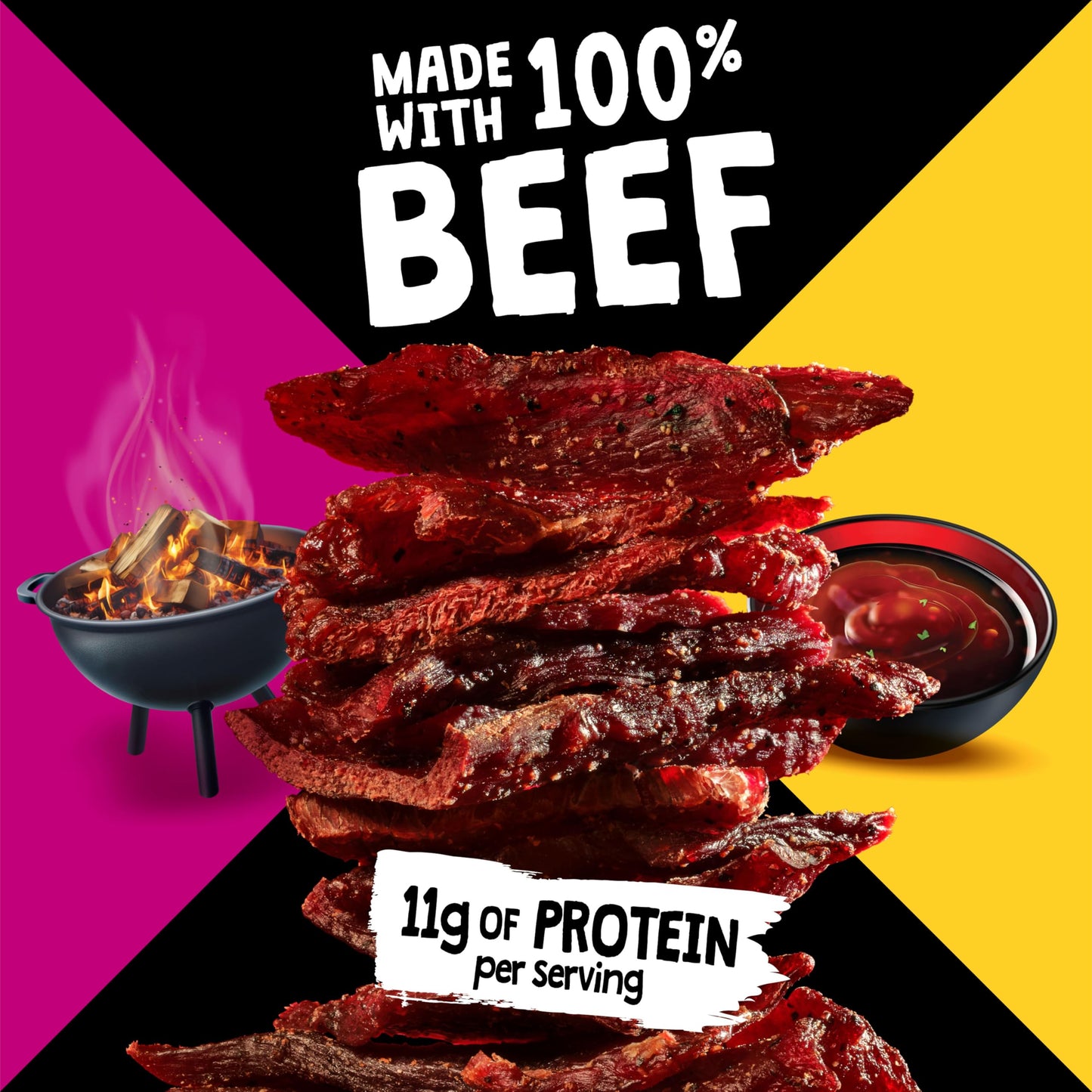 Jack Link s DUOs Original and Teriyaki Beef Jerky  Shareable Under 100 Calories Snack Packs with 11g of Protein  Great Stocking Stuffers  Bulk Pack of Individual Bags of Meat Snacks - 3.25oz (4 Count)
