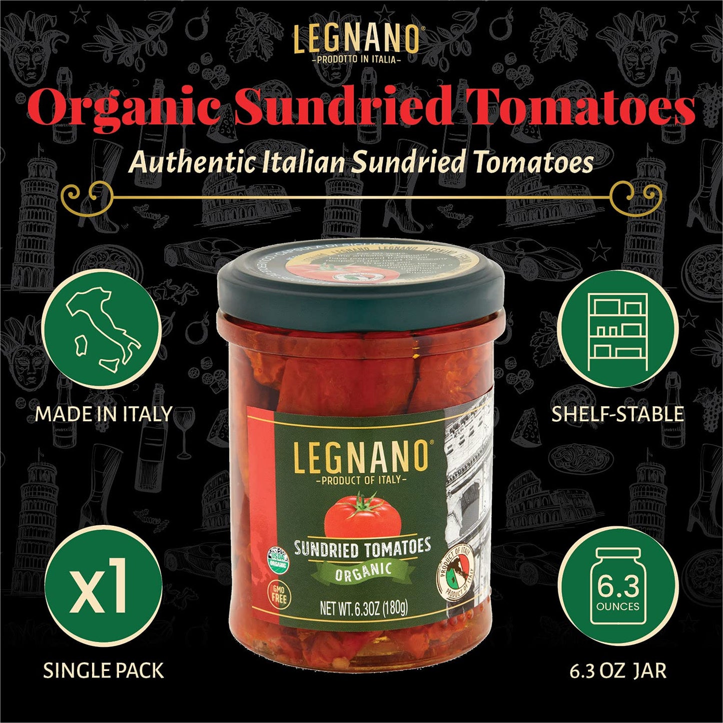 Organic Sundried Tomatoes By Legnano | Authentic Italian Sun Dried Tomatoes | Usda Organic And Non Gmo Certified | Made In Italy