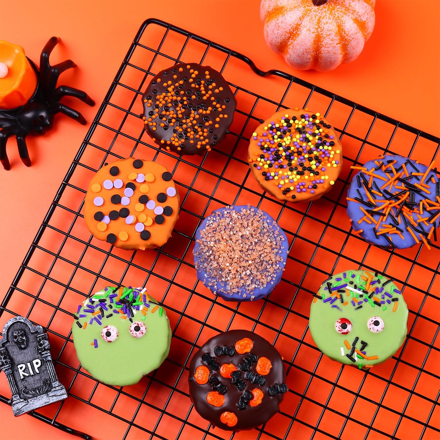 Halloween Sprinkles Set, Edible Sprinkles For Cake Decorating, Orange Sanding Sugar Jimmies Sprinkles Mix For Cupcake Toppers Co