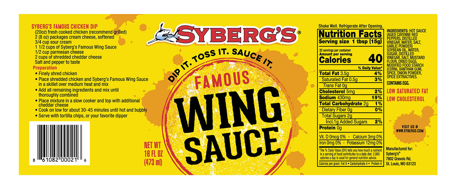 Syberg'S 'Home Of The Best Wings In St. Louis' | Famous Wing Sauce | 16 Fl Oz/473 Ml