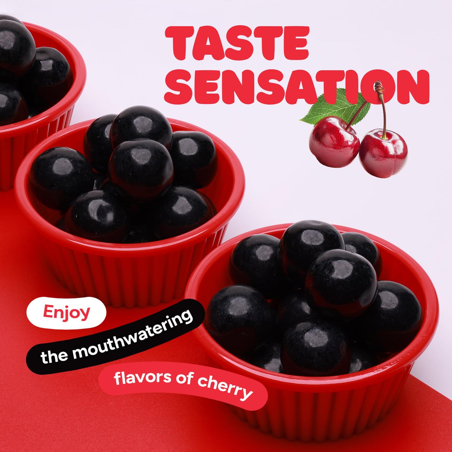 Gumballs in Jar - 1 Inch Large Gumballs - Cherry Bubble Gum Black Gumballs - Kids Chewing Gum - Gumballs for Kids 9 OZ