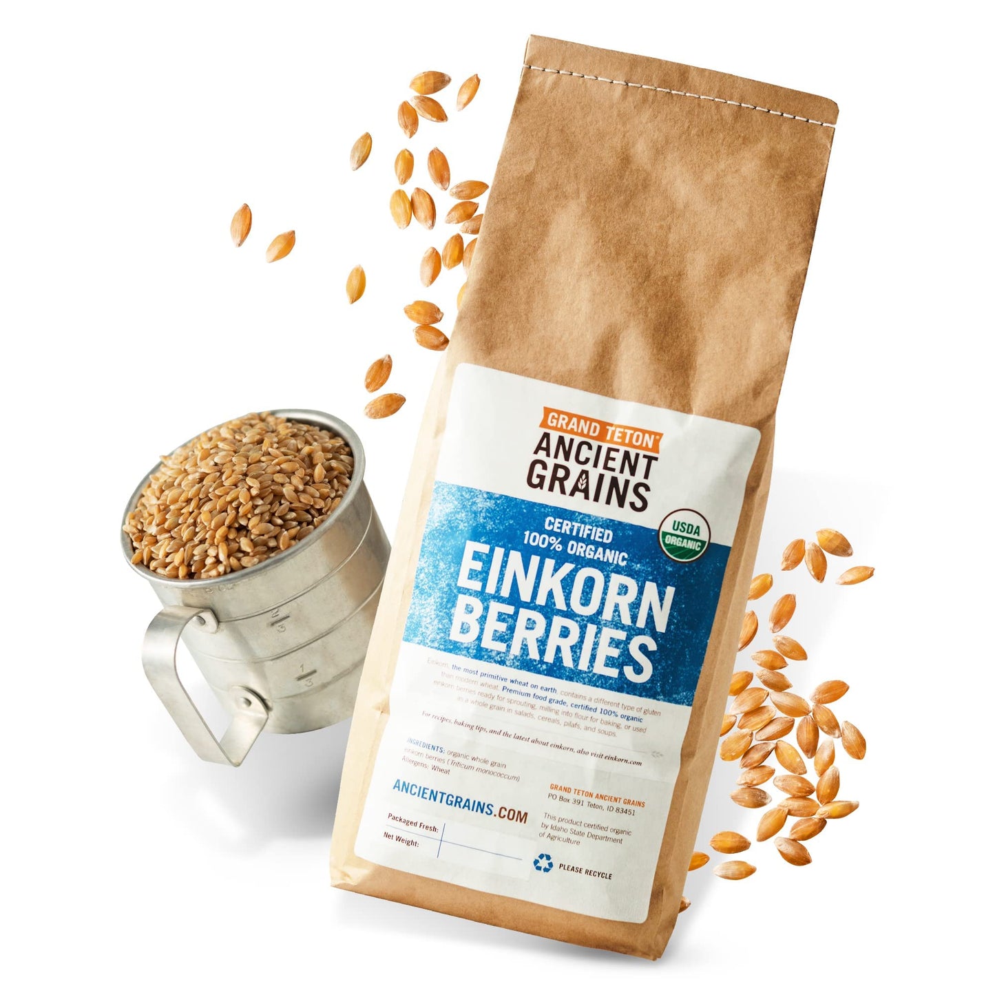 Grand Teton Organic Einkorn Berries - Premium Food-Grade Farro Piccolo, 7.5 lbs