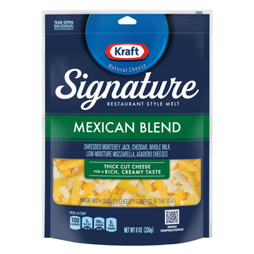 Kraft Signature Thick Shreds Mexican Blend Cheese 8 oz Bag