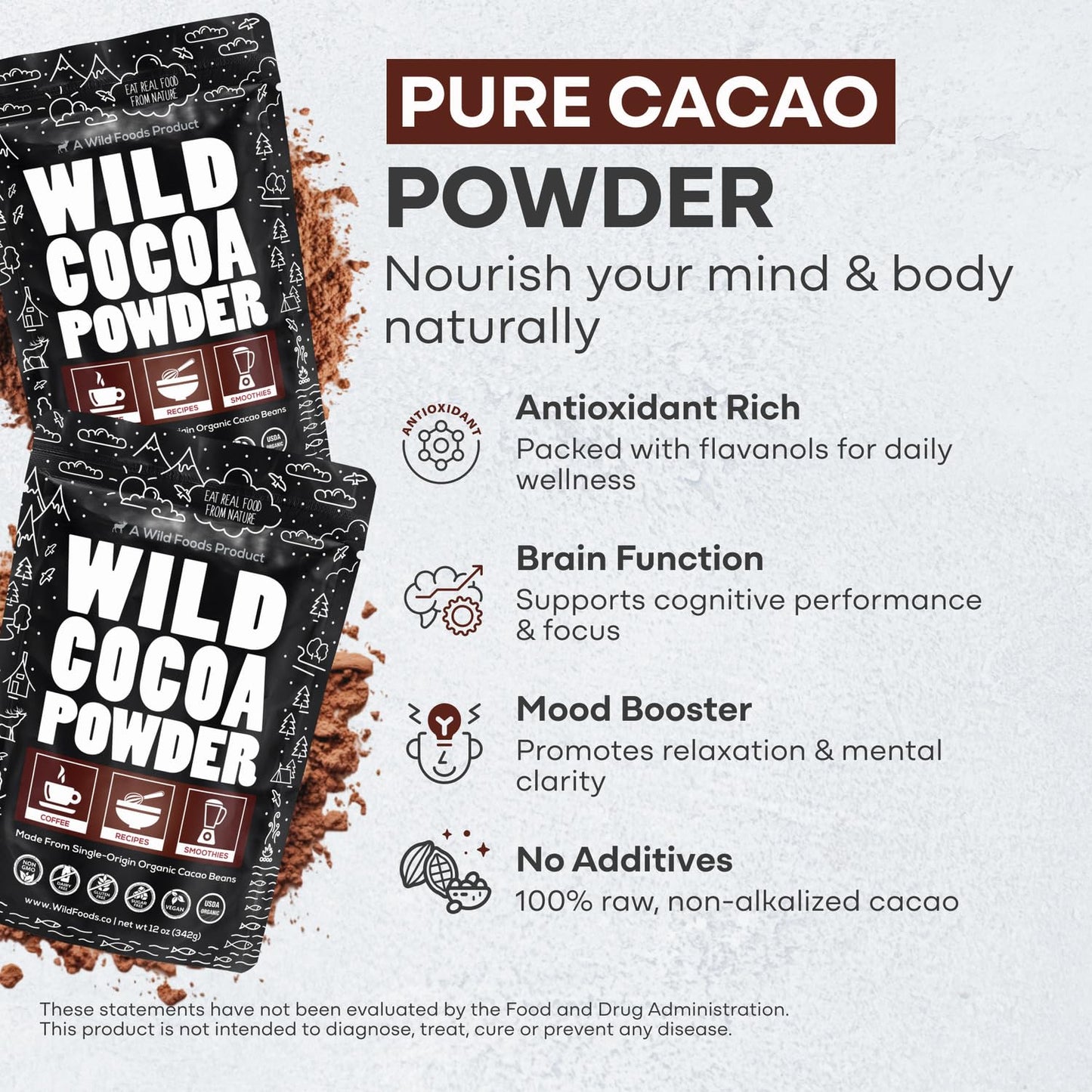 Raw Organic Cacao Powder  Handcrafted  Single-Origin  Fair Trade  Non-Alkalized Cocoa from Peru (24 ounce)