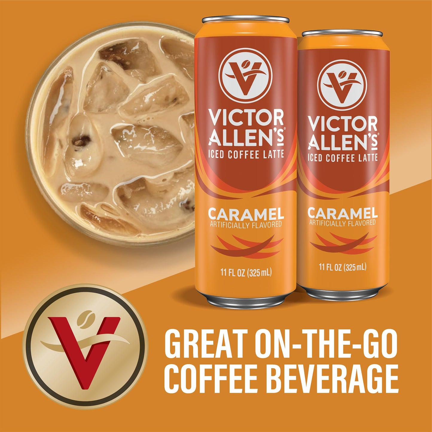 Victor Allen'S Coffee Caramel Iced Canned Coffee Latte, 11Oz Cans (12 Pack)