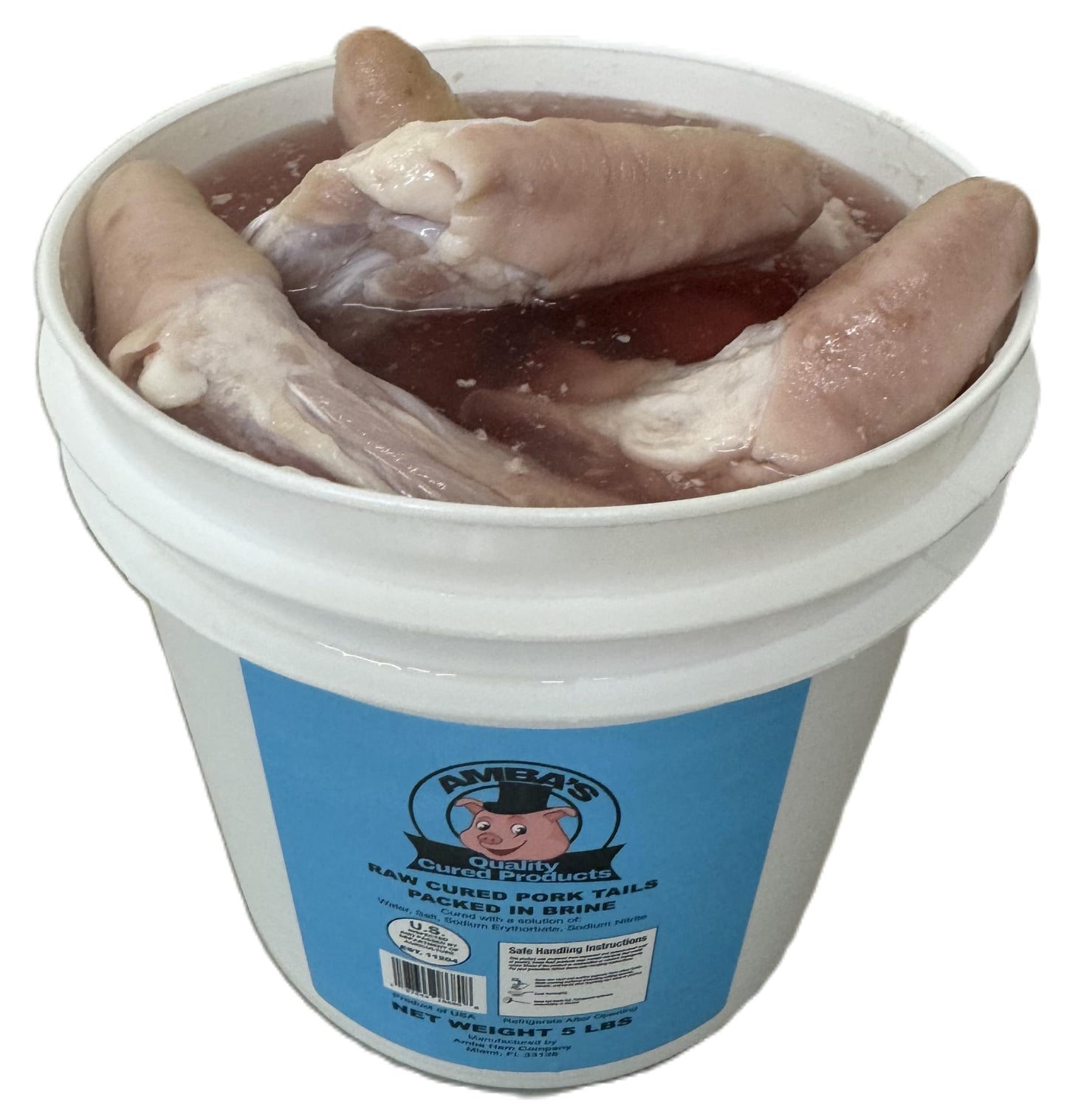 Generic Cured Pork Tails Packed In Brine, 5lb Pail, Ideal for Jamaican Stew Peas With Pig Tails Recipe and Other Caribbean Dishe