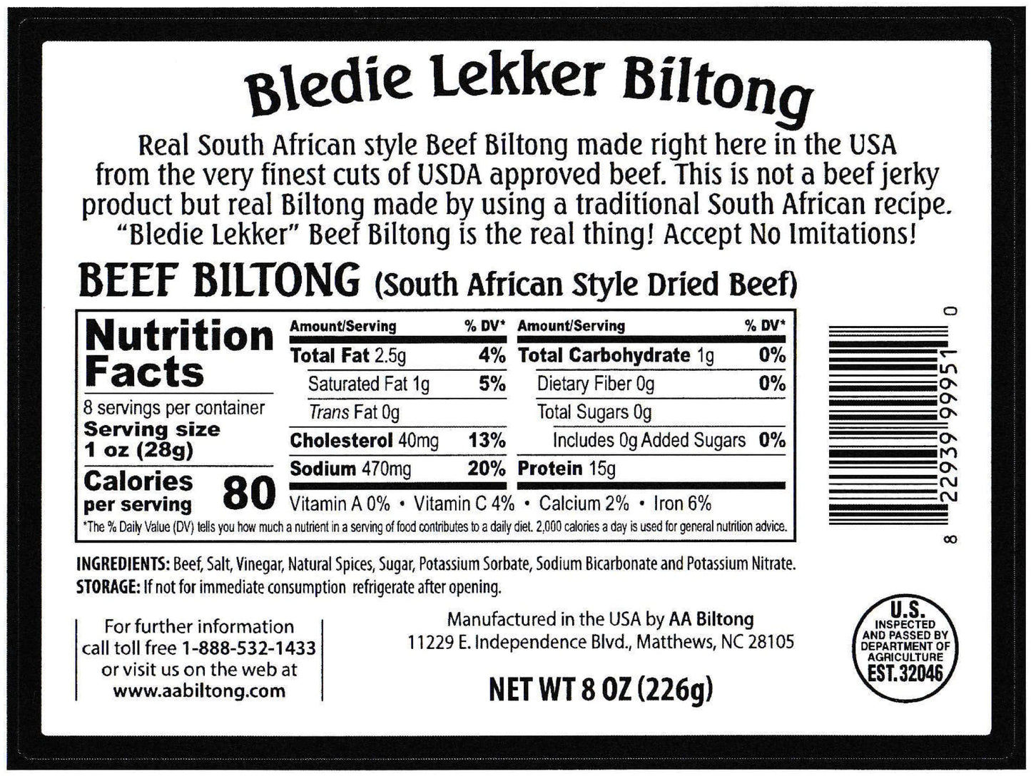 Bledie Lekker Biltong Droewors Bundle (8Oz + 8Oz) Real South African Style