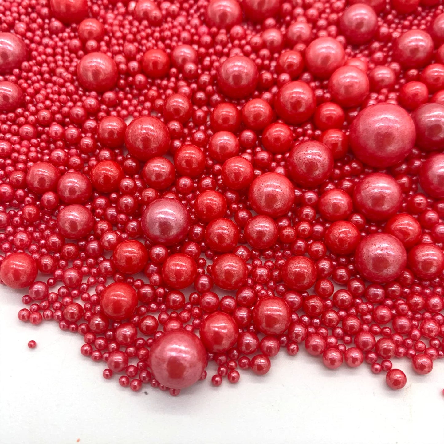 Weraru Edible Red Pearl Sugar Sprinkles Candy Mixing Size Baking Edible Cake Decorations Cupcake Toppers Cookie Decorating Celeb