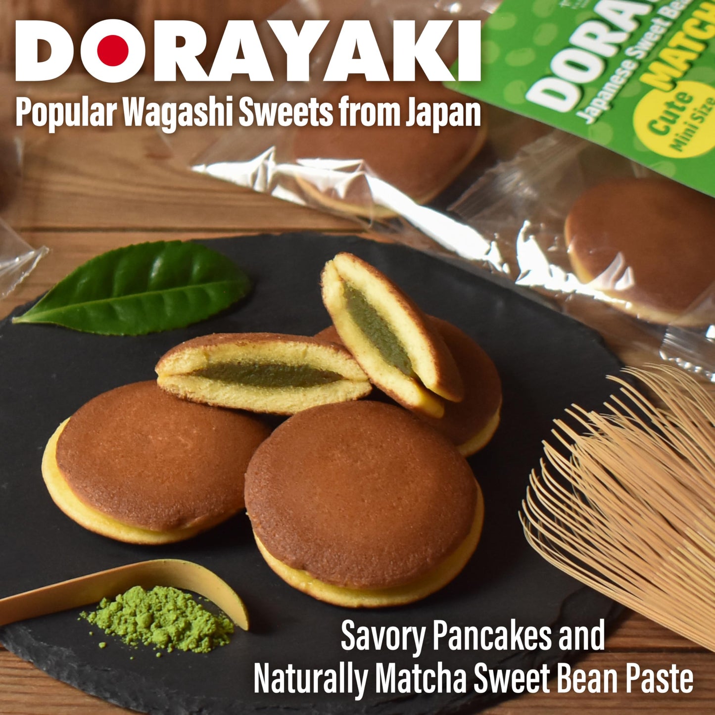 YAMASAN KYOTO UJI Dorayaki Japanese Matcha Sweet Bean Paste Pancake  Traditional Japanese Wagashi Sweets  Cute Mini Size  Matcha Candy  Individually Wrapped  Made in Japan 184g(6.49oz)