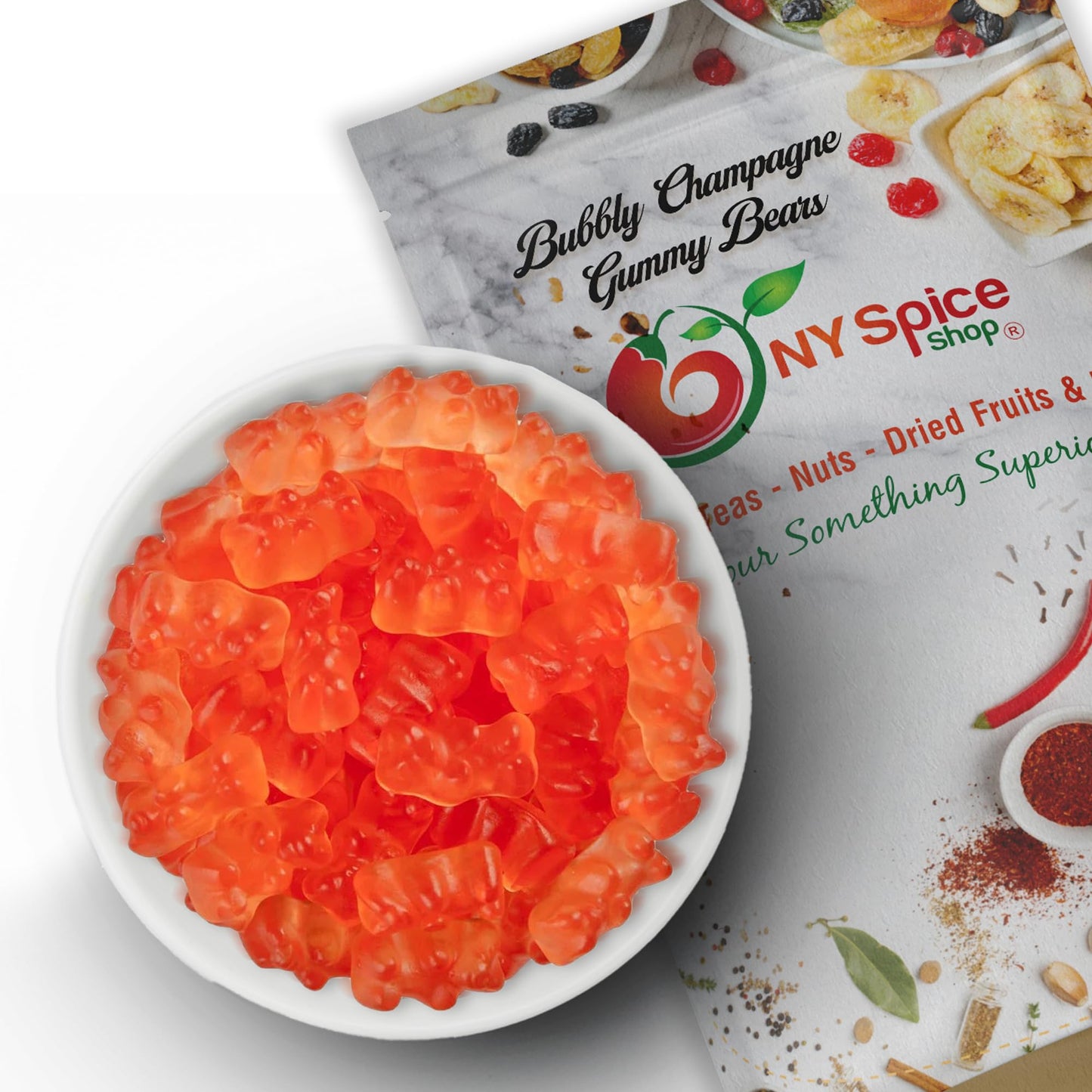 Ny Spice Shop Bubbly Champagne Gummy Bears Bulk - 3 Pound Gummies Bears Candy - Gummies Fruit Snacks - Chewy Candy - Flavor Gummy Candies - Gummi Bear Gift For All Occasions