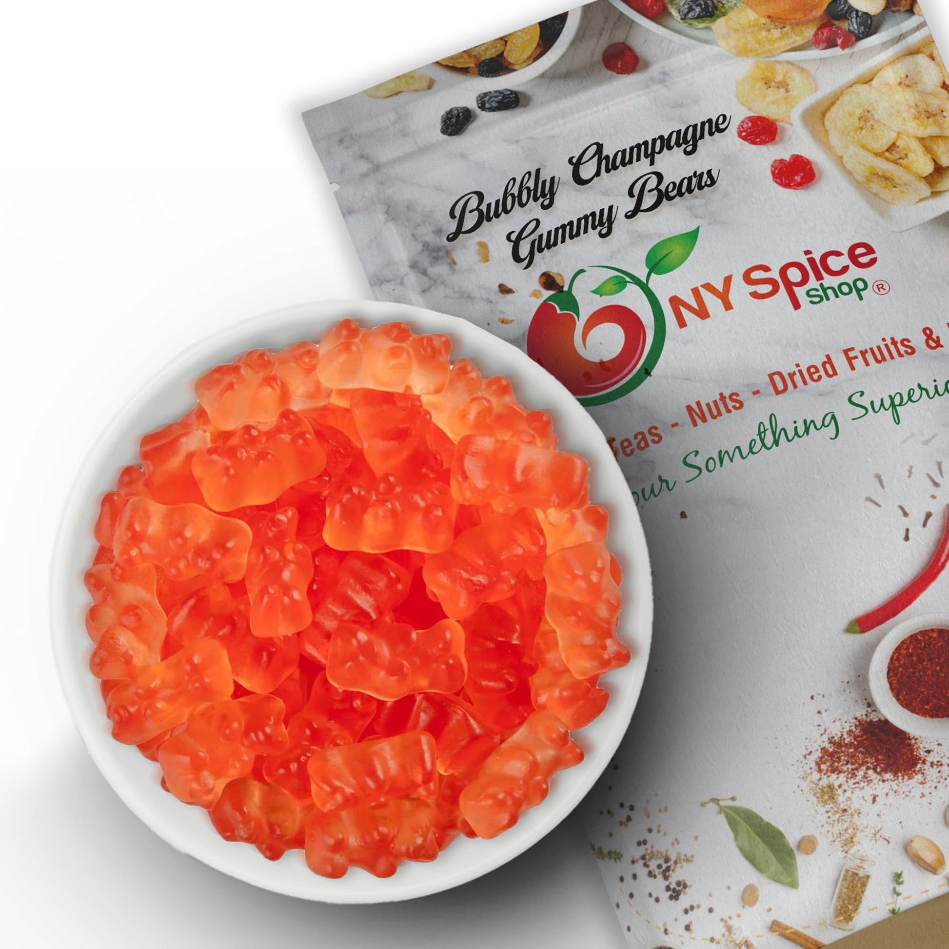 Ny Spice Shop Bubbly Champagne Gummy Bears Bulk - 3 Pound Gummies Bears Candy - Gummies Fruit Snacks - Chewy Candy - Flavor Gummy Candies - Gummi Bear Gift For All Occasions