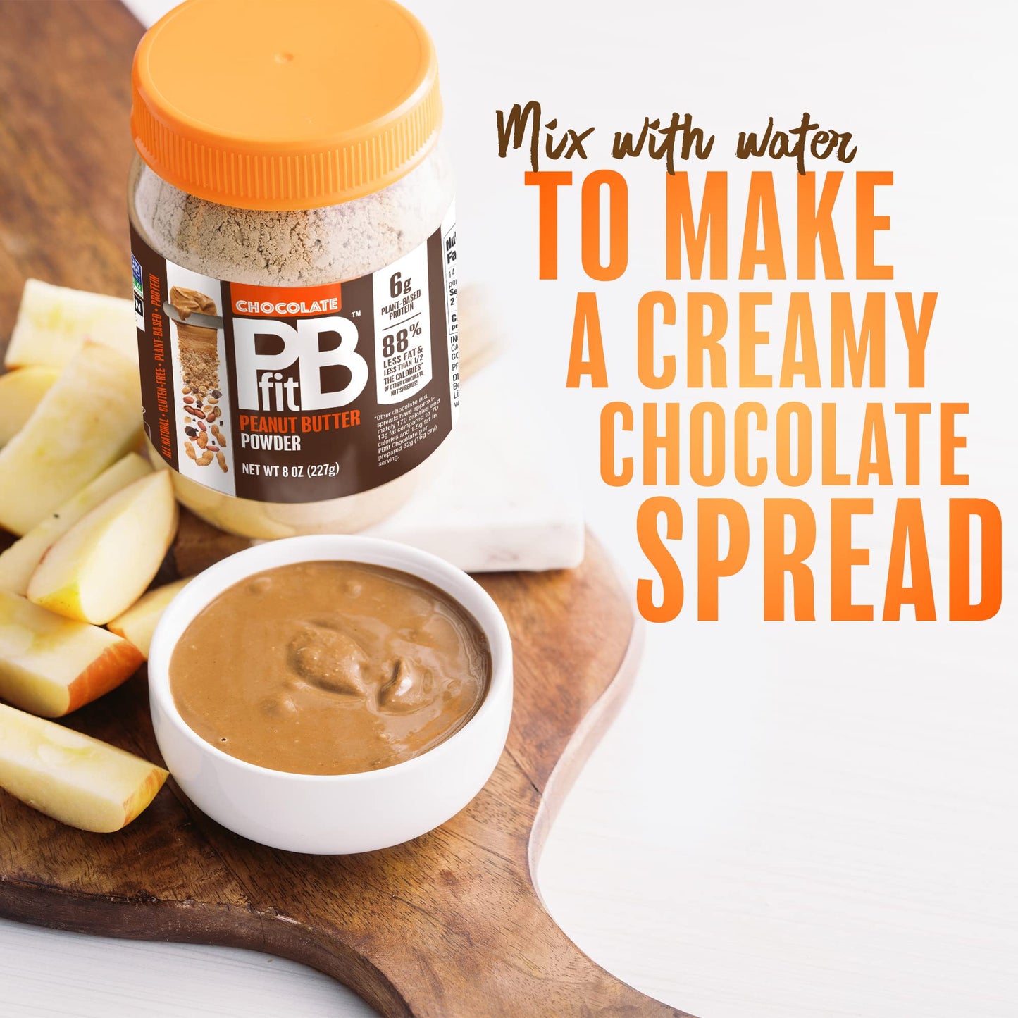 Pbfit 8 Ounce Peanut Butter Powder Chocolate Flavor, Cocoa Powdered Peanut Butter Spread From Real Roasted Peanuts And Cocoa, 6G Of Protein 7% Dv, Gluten-Free, 70 Calories, 88% Less Fat (Pack Of 1)
