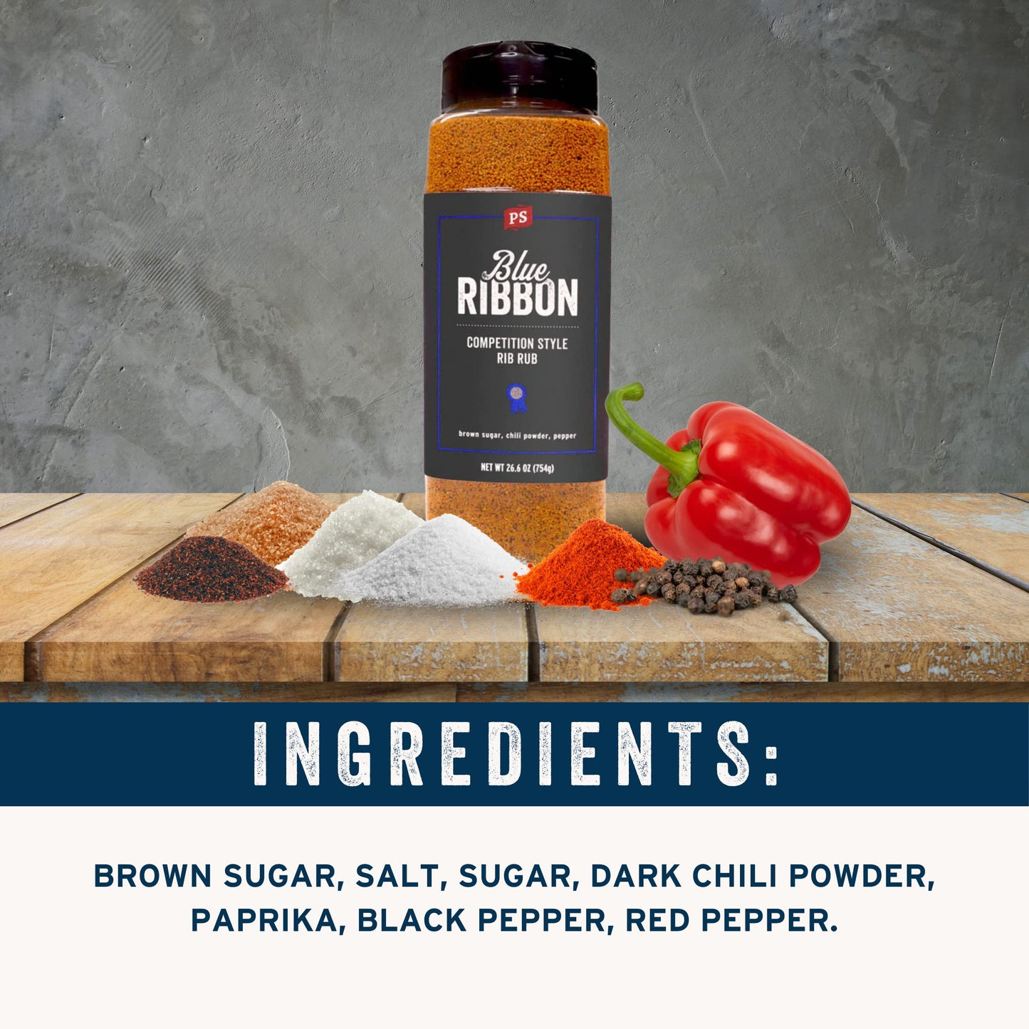 PS Seasoning Blue Ribbon Rib Rub - Sweet & Smoky BBQ Seasoning, 26.6oz, Ideal for smoky aroma and Grilling Meats