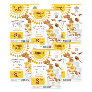 Simple Mills Snack Packs Honey Cinnamon Seed & Nut Flour Sweet Thins, 8 Pack, Paleo Friendly, 4.25 Ounce Each, Delicious Cookies
