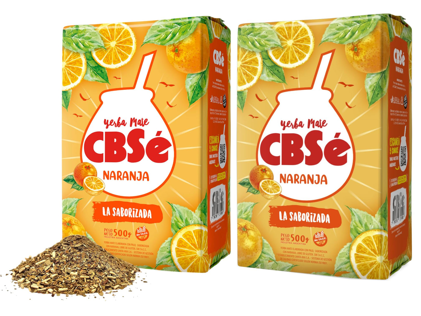 CBSé Yerba Mate Orange Flavor – Loose Leaf Yerba Mate Tea, Naturally Caffeinated, Gluten-Free - 2 Pack (500 g Each)