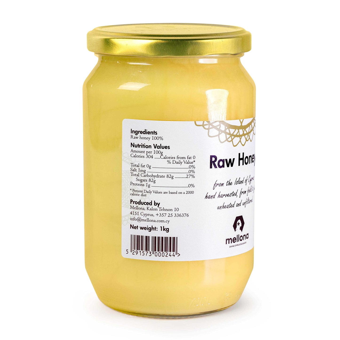 Mellona 100% Raw Honey Unfiltered  Natural Creamy Golden Honey Raw Unprocessed  Unheated & Unfiltered(1KG)