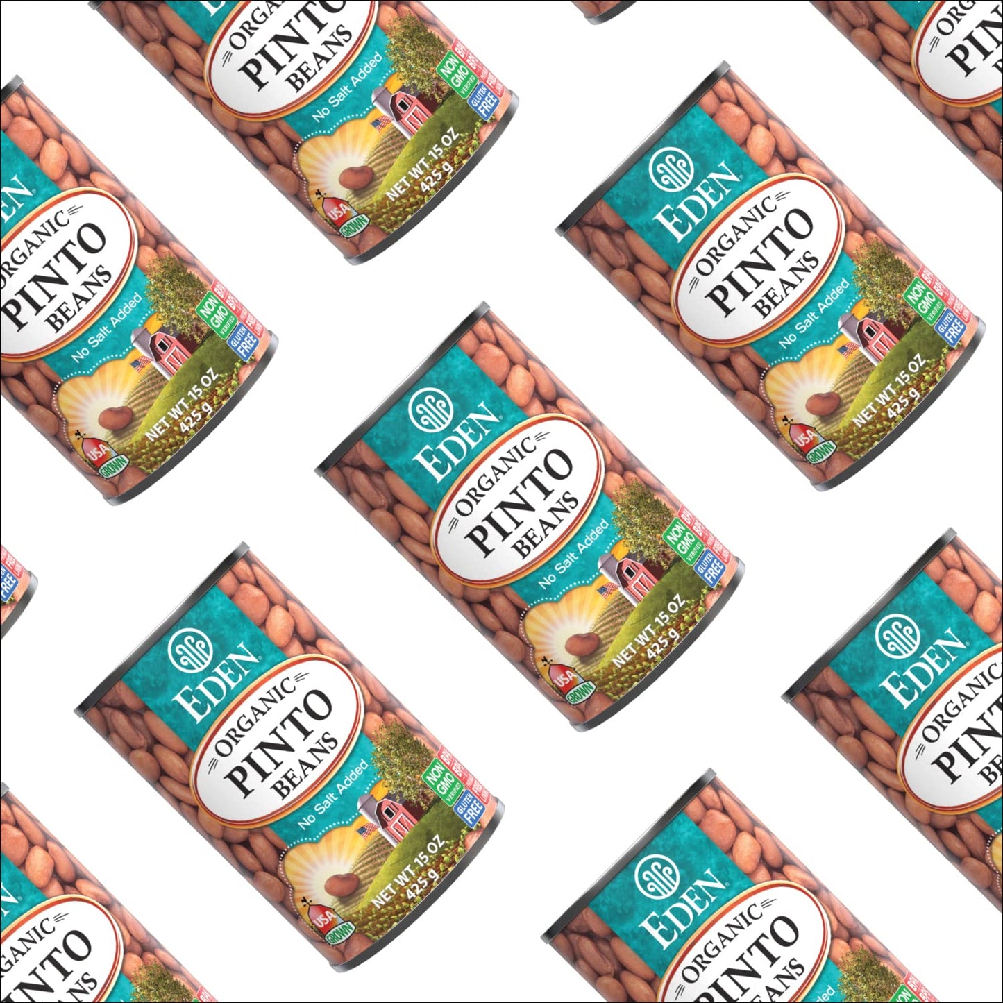 Eden Organic Pinto Beans, 15 oz Can (12-Pack), No Salt Added, Non-GMO, Gluten Free, Vegan, Kosher, U.S. Grown, Heat and Serve, M