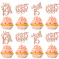 Rsstarxi Cupcake Toppers Pack of 24, Rose Gold Design, Happy 15th Birthday Decorations
