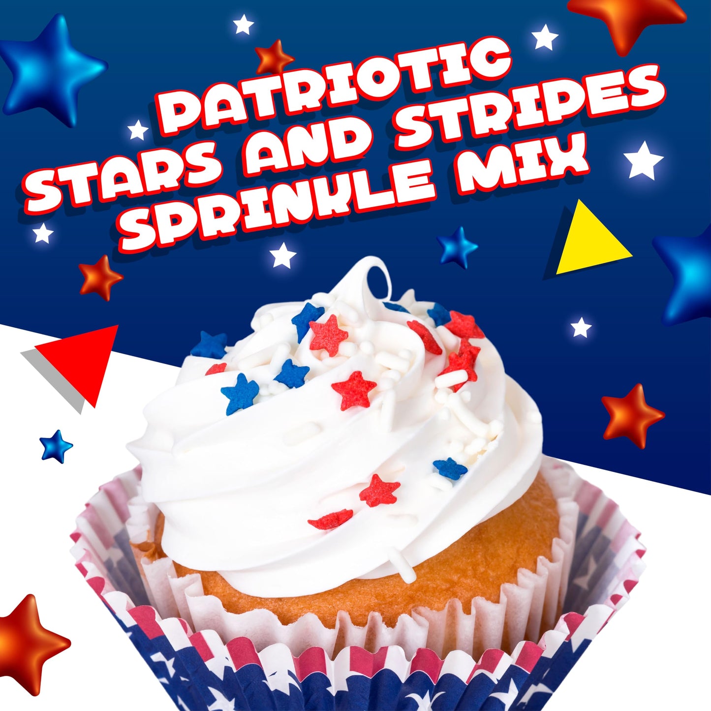 Red White and Blue Sprinkles | 1 Pound Bag | Patriotic Stars and Stripes Sprinkles for 4th of July Desserts, Cupcakes, Cookies,
