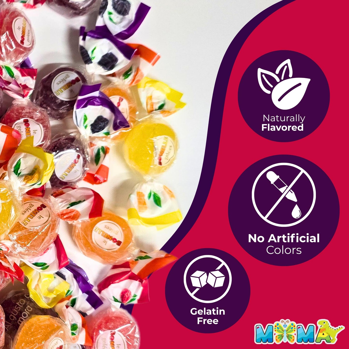 MIMA MIMA B0nelle Italian Rotonda Fruit Jelly Candy - Assorted Individually Wrapped - 1 lb for Gifting & Sharing