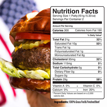 Pre, Beef Burger Patties 85% Lean/15% Fat, Grass-Fed, Pasture-Raised | 0.66625 lbs. | Pack of 2