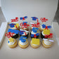 Gyufise 24Pcs Congrats Grad 2025 Cupcake Toppers Blue Red Graduation Cap Diploma Cake Decorations
