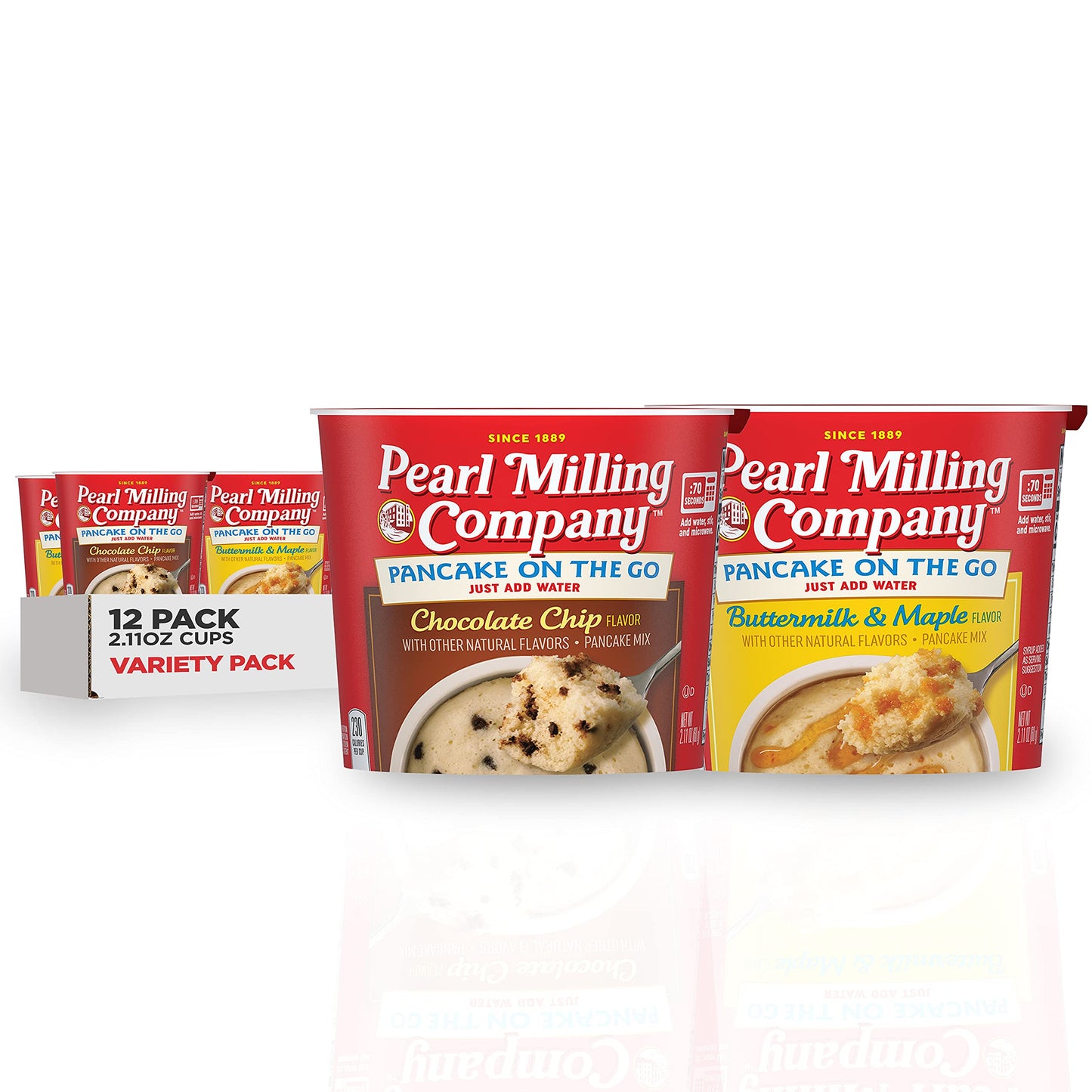 Pearl Milling Company Pancake Cups, 2 Flavor Variety, 2.11 Oz, Pack of 12