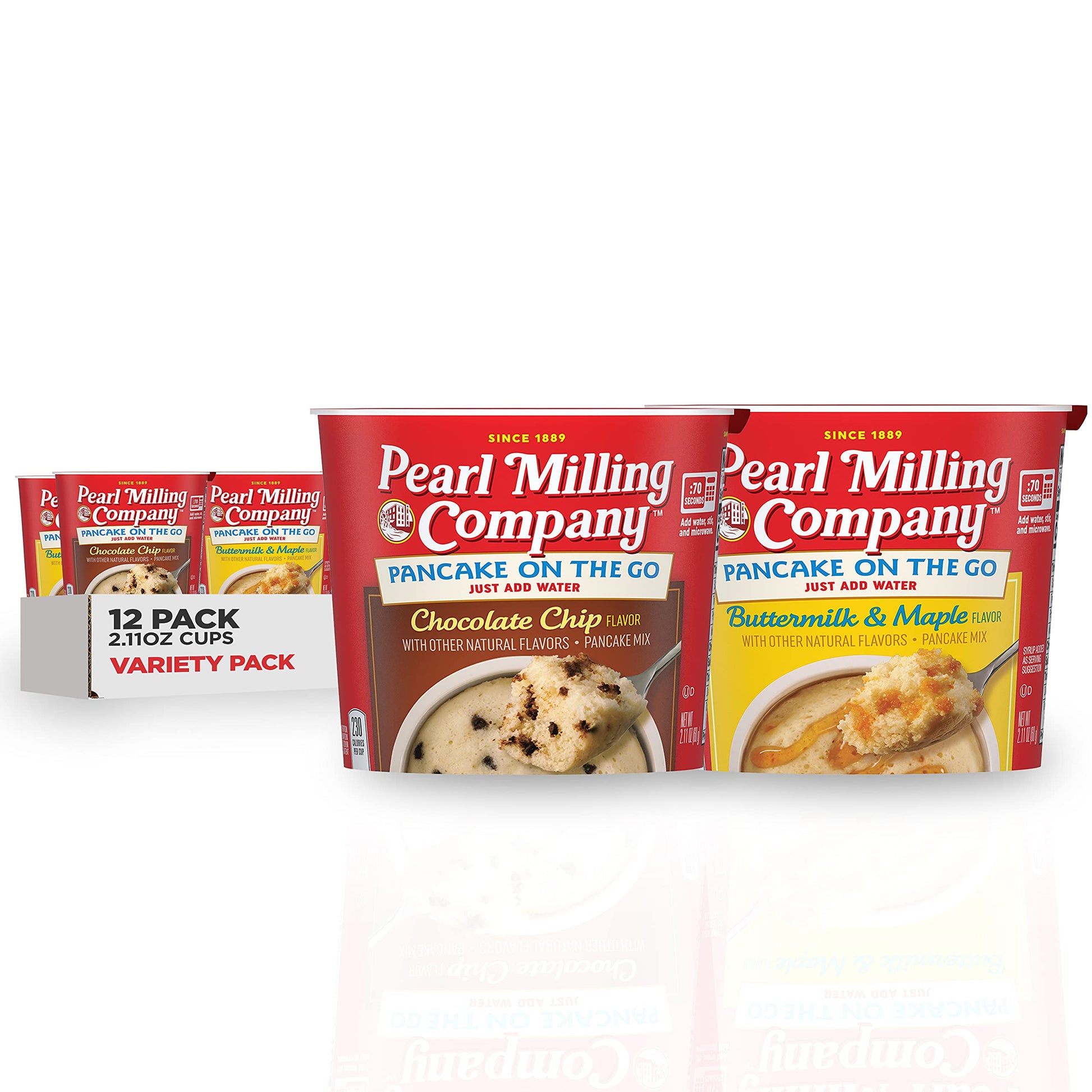 Pearl Milling Company Pancake Cups, 2 Flavor Variety, 2.11 Oz, Pack of 12