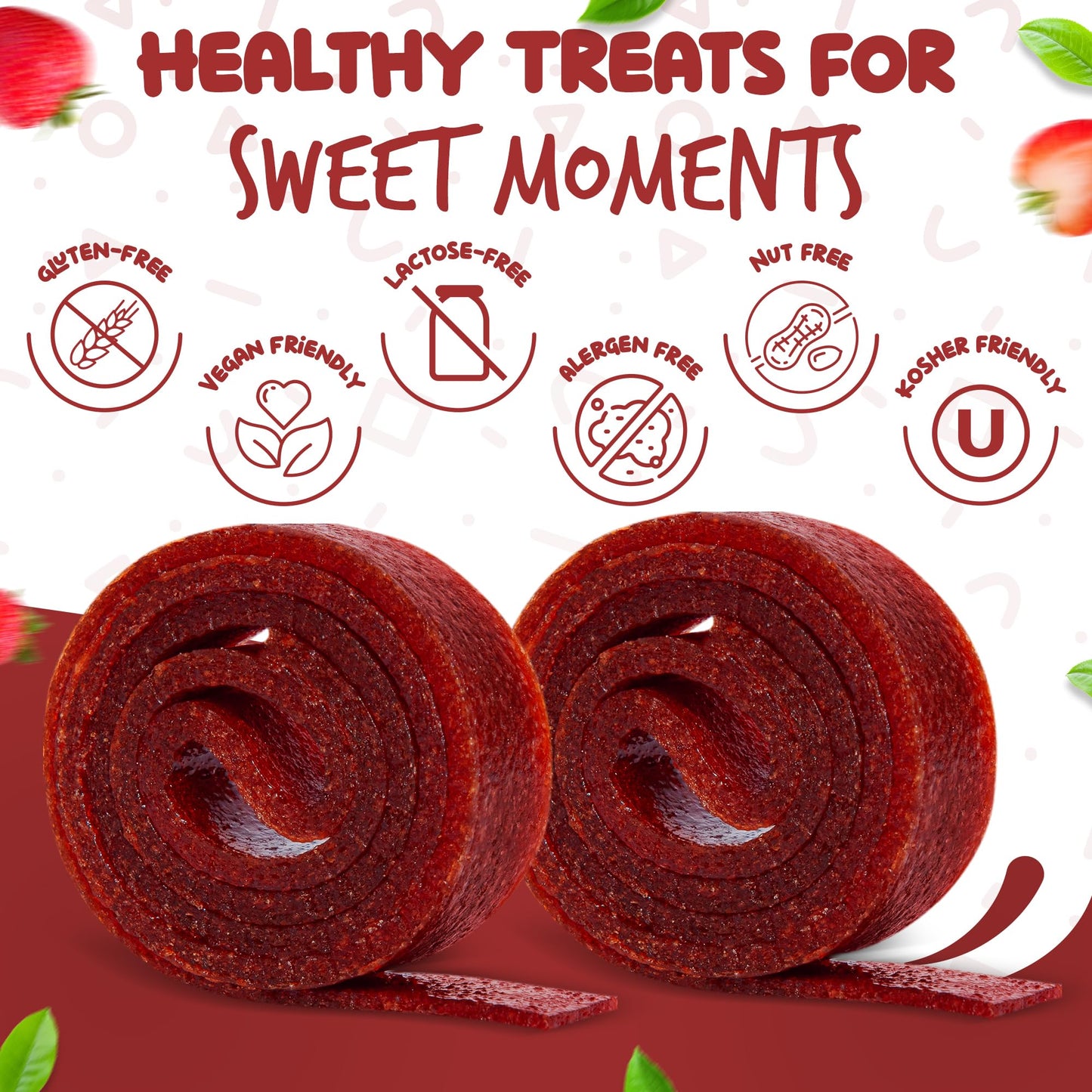 Essence 97 Fruit Roll Ups - Vegan, Non-GMO, No Added Sugar, Strawberry, 16 Count