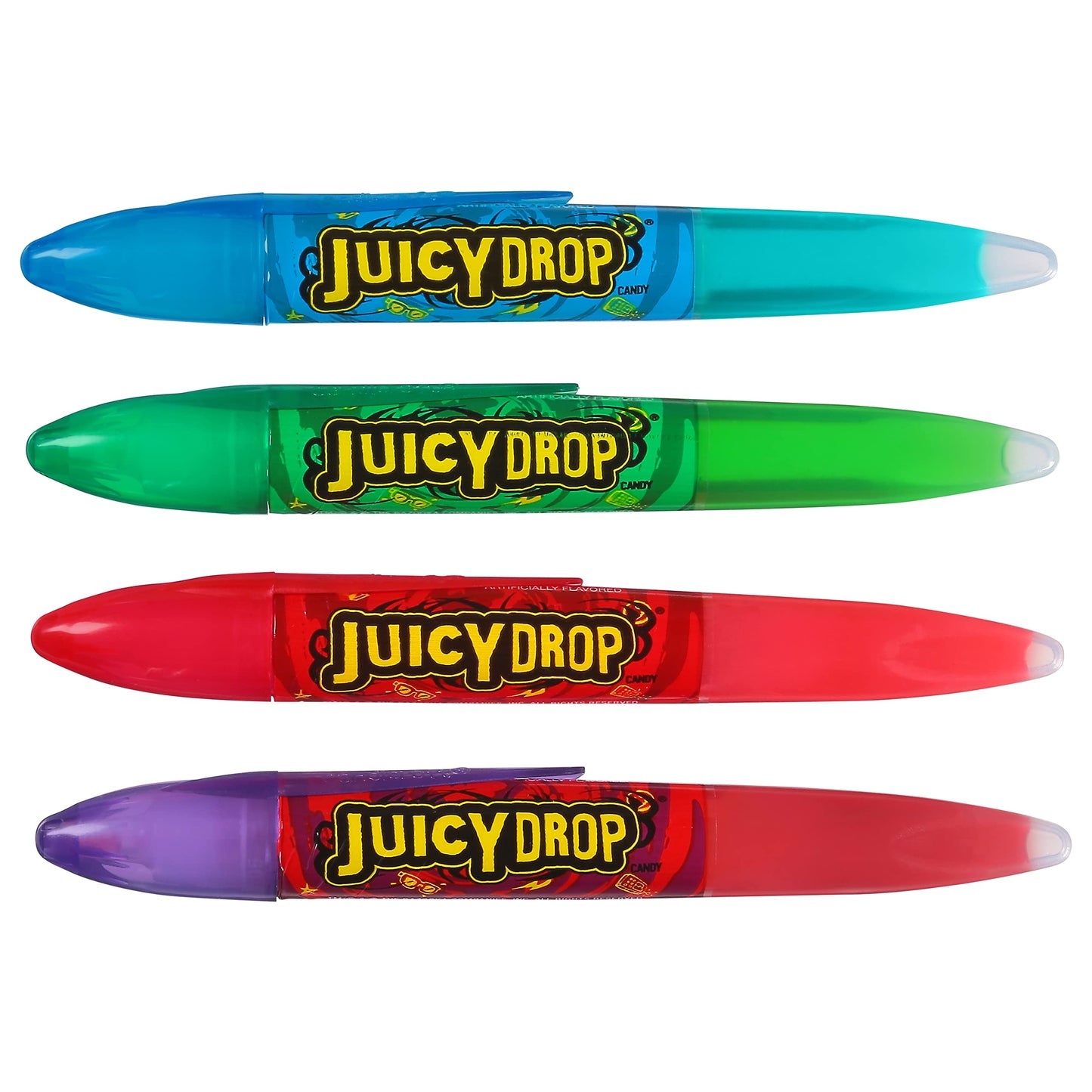 Juicy Drop Sour Gel Pen Candy Variety Pack Of 12 - Assorted Fruity Flavors Sour Candy - Ideal For Kids Parties, Birthdays & Celebrations - Individually Wrapped, Fun Sour Gel Candy