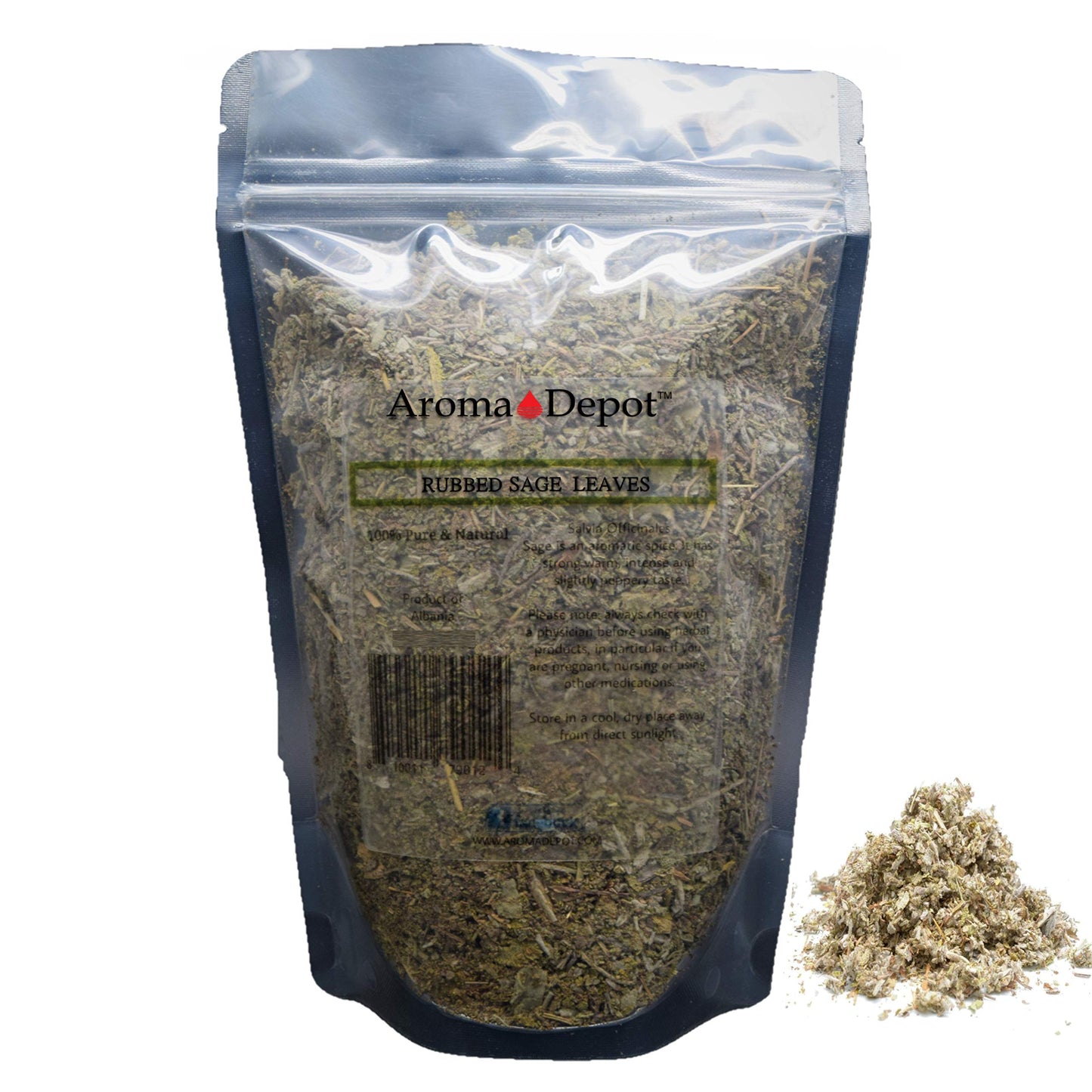 100% Natural Ground and Whole Sage Leaf Herb, Spice, Seasoning, Dried, Leaves, Chushed, Rubbed, Kosher Gluten-Free Non GMO (Whol