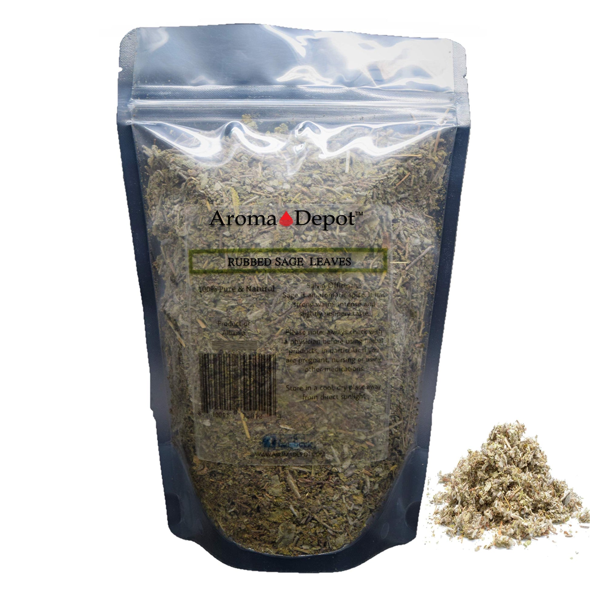 100% Natural Ground and Whole Sage Leaf Herb, Spice, Seasoning, Dried, Leaves, Chushed, Rubbed, Kosher Gluten-Free Non GMO (Whol