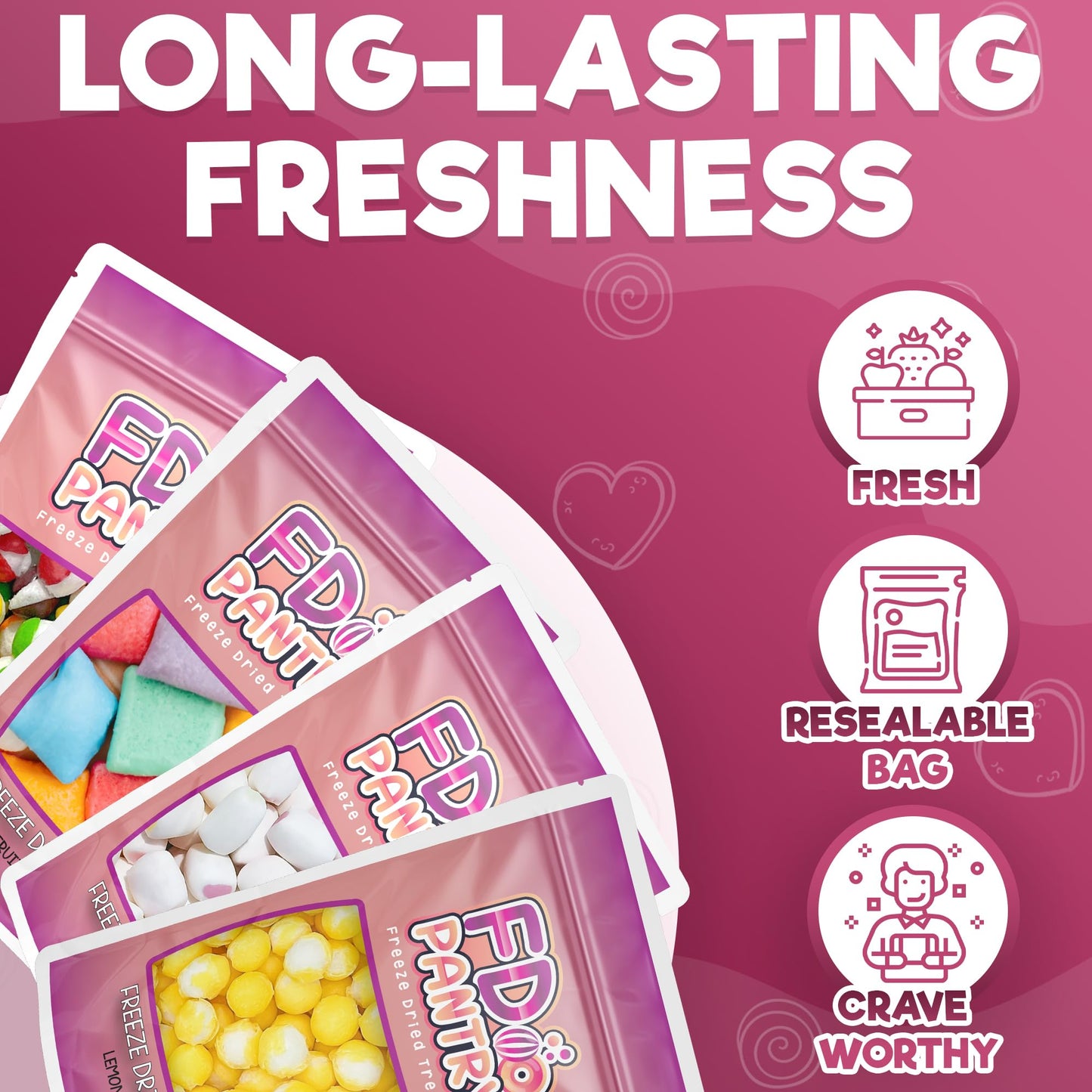 Freeze Dried Candy Variety Pack - Fruit Crunch 4 Pack, Fruit Crunch Original, Lemon Crunch, Fruit Taffy, Fruit Crunch 4 Oz (4 Co